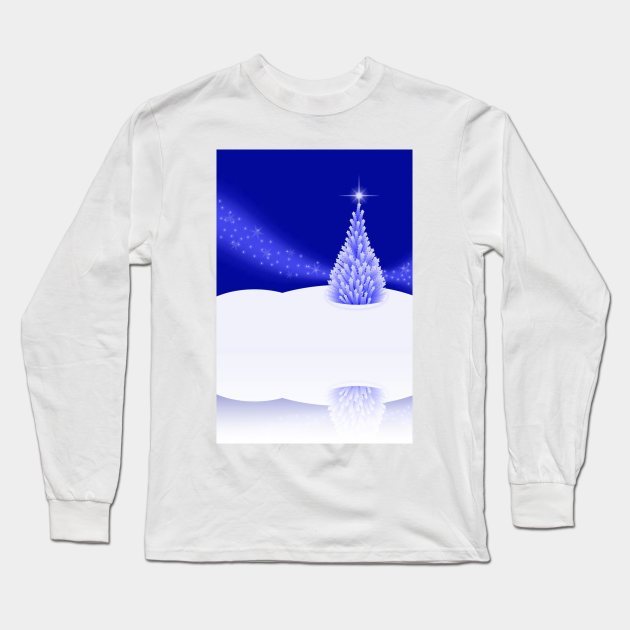 Winter Tree Night Scene Long Sleeve T-Shirt by Wicca Fairy